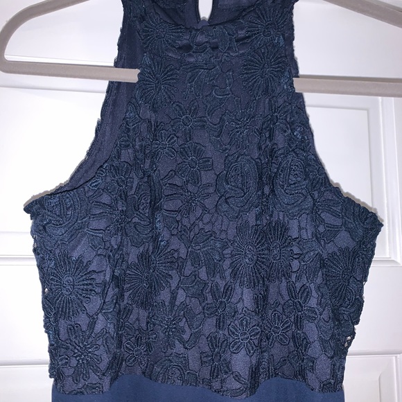 Navy blue halter style formal dress - Picture 5 of 7